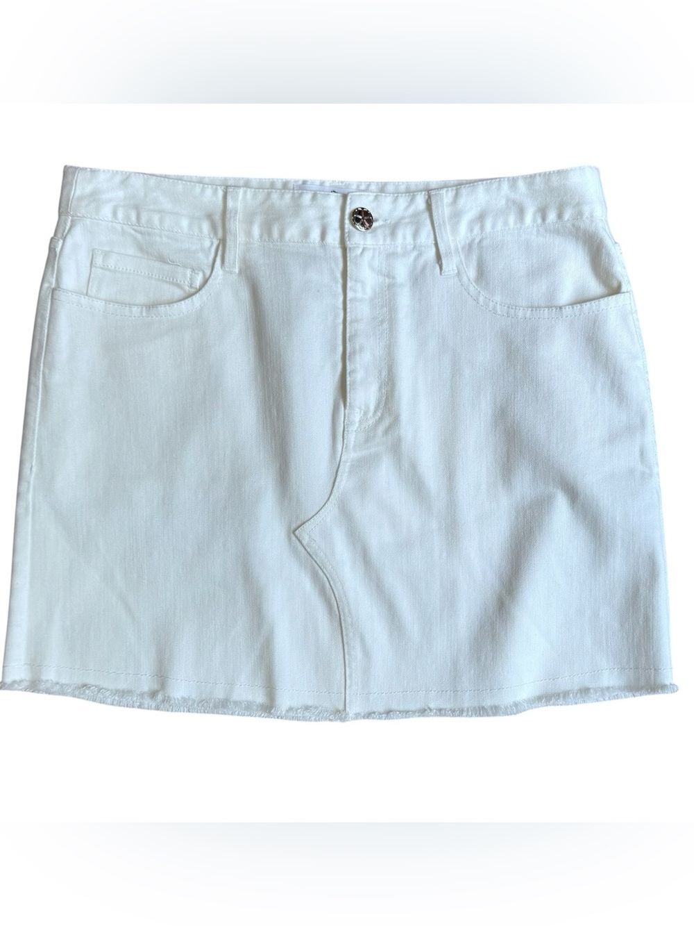 Trina Turk White Modal Blend Denim Mini Skirt Size 4